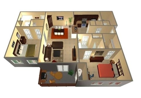 Floor plan for 2 beds, 2 baths, 1146 sqft